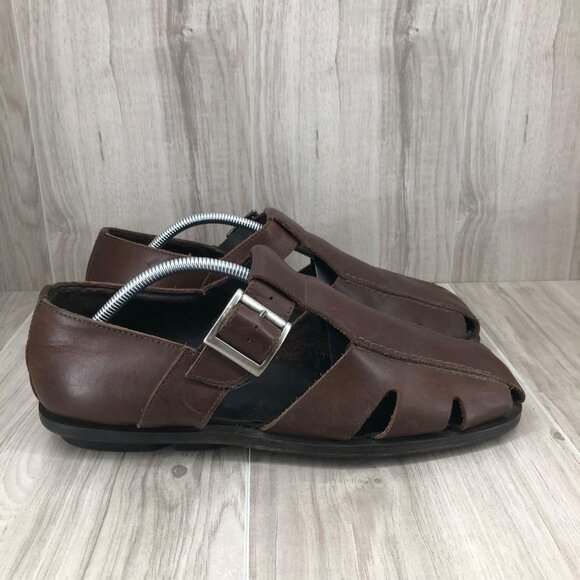 Harold Powell Fisherman Sandals Mens 11.5M Brown Leather Buckle Shoes main image 5